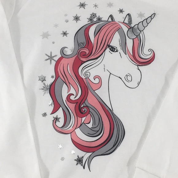 Self Esteem Unicorn and Snowflake Shirt, White, Large - Picture 2 of 5